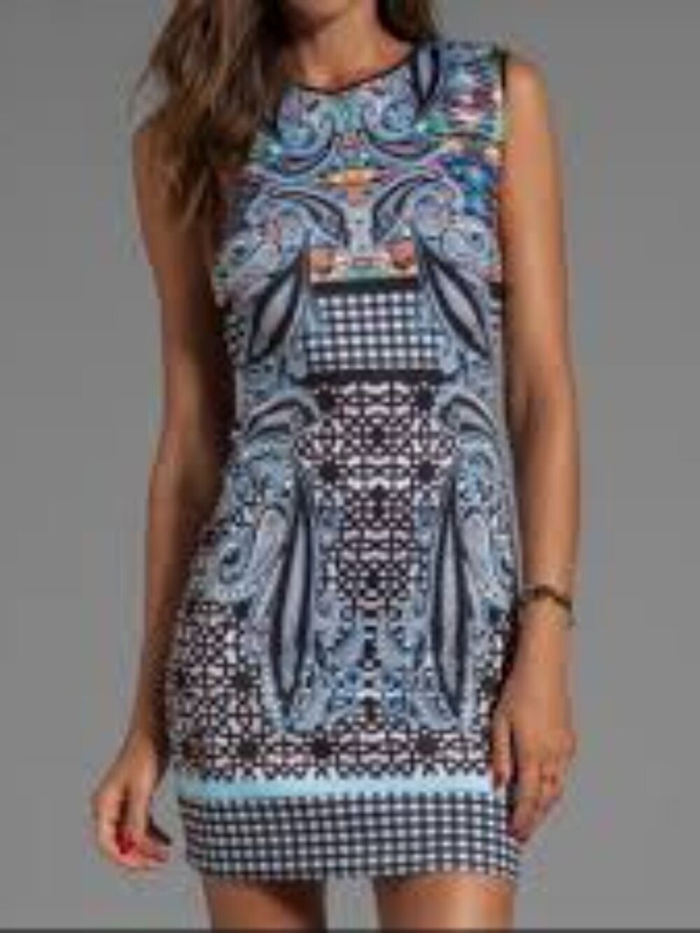 Clover Canyon Paisley Mosaic Print Bodycon Sheath Dress S